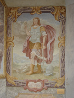 Cappella di S. Marco - Affresco del XVIII secolo raffigurante S. Defendente Cappella di S. Marco - Affresco del XVIII secolo raffigurante S. Defendente